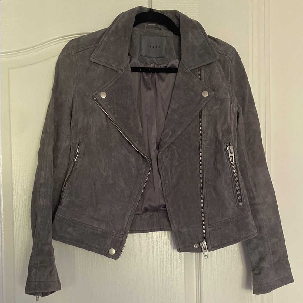 Blank NYC Grey Leather Zip Jacket